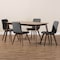 Baxton Studio Sugar Dark Grey Upholstered Walnut Wood Finished 5-Piece Dining Set 144-6796-7946 - alternate 4